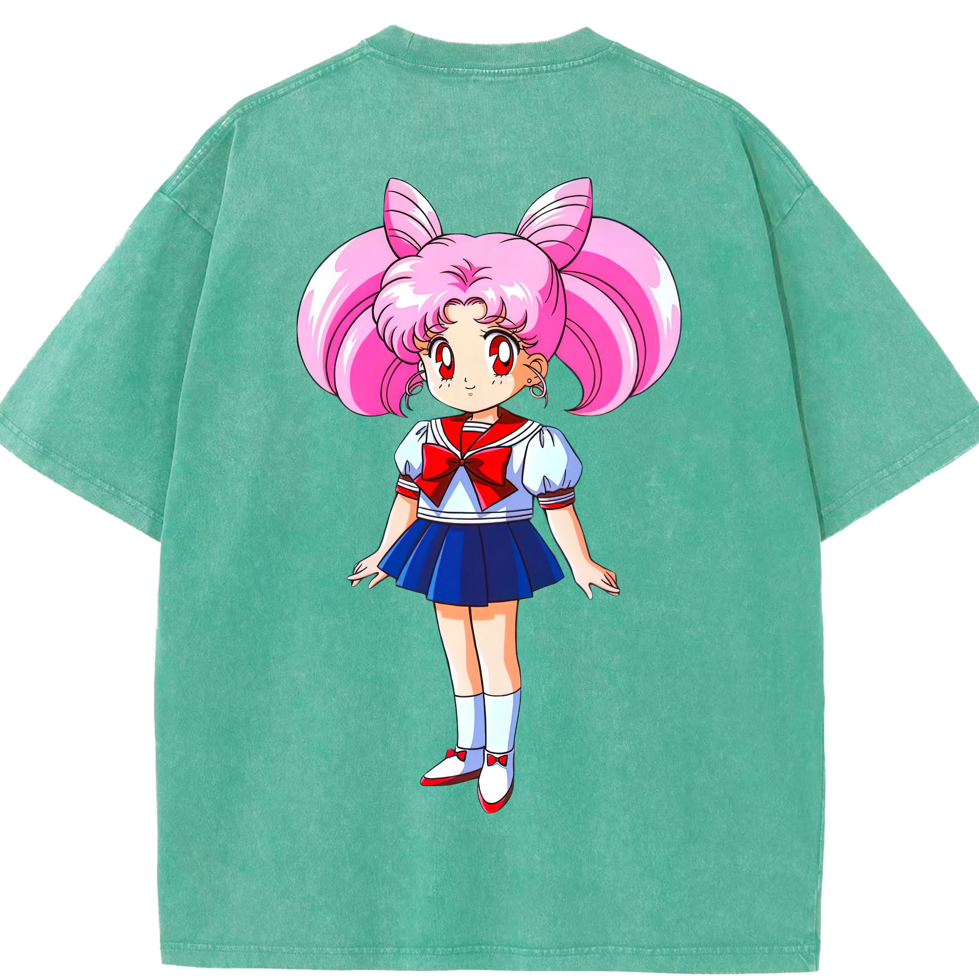（画像用） 美少女戦士セーラームーン ちびうさ Sailor Moon Chibiusa Tsukino Usagi Small Lady Serenity 綿100% ヴィンテージ風 半袖Tシャツ（背面プリント）